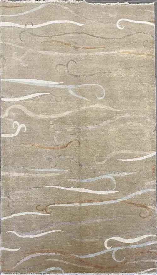 Modern Traditional Style Hand-Knotted Natural Wool Rug 5' X 8' Panr8444